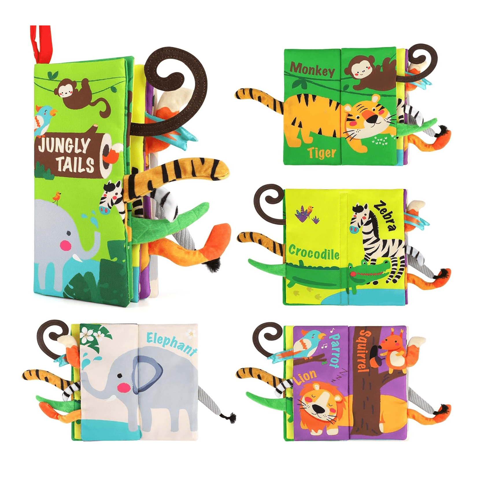 Montessori Beiens Crinkle Cloth Book Jungle Tails