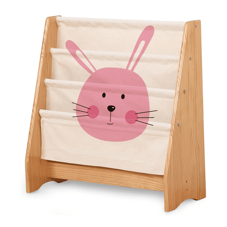 Montessori KRAND Sling Bookshelf With Canvas Sleeves Bunny