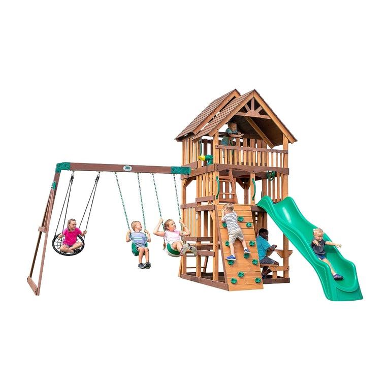 Montessori Backyard Discovery Sandbox Swing Set Highlander