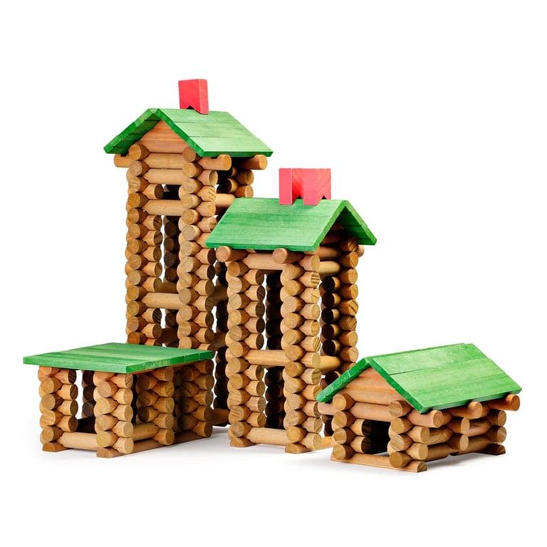 Montessori SainSmart Jr. Wooden Log Cabin Set Building House Toy 450 Pieces