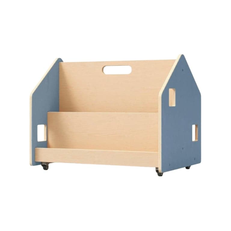 Busy Kids Double-Sided Bookshelf With Wheels Soft Blue