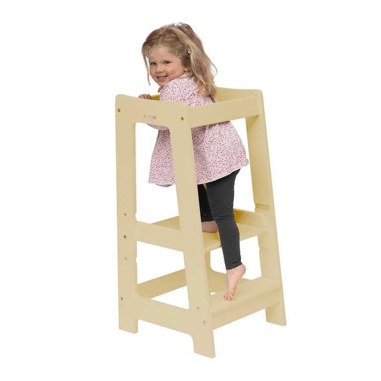 Montessori Stepup Baby Toddler Tower Natural Wood