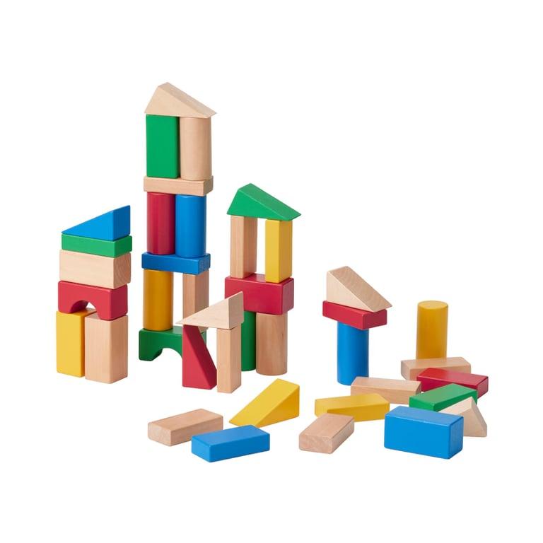 Montessori IKEA UNDERHÅLLA 40-Piece Wooden Building Block Set Multicolor