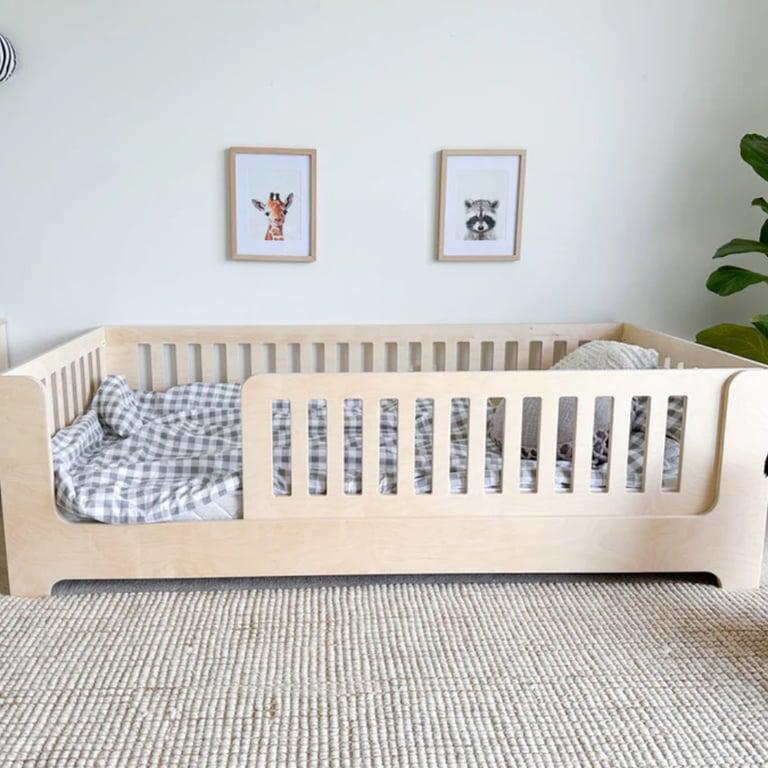 Montessori Magic of Wood Floor Bed With Removable Rail Plywood Double Size