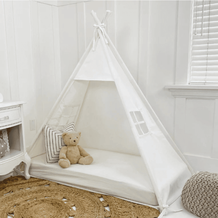 Domestic Objects Play Tent Canopy Bed in White Cotton Canvas Crib