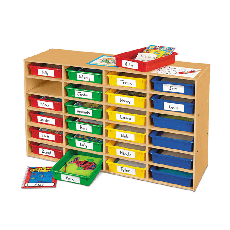 Montessori Lakeshore Learning Classic Birch All-Purpose Classroom Storage Tray Shelf