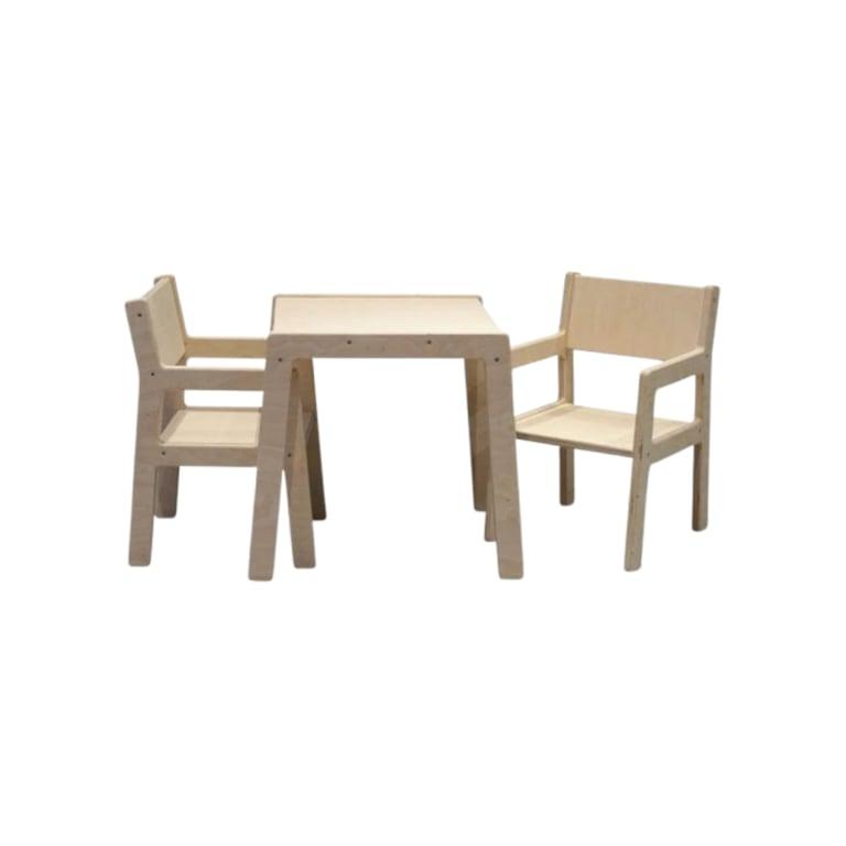 Montessori toddie.nl Skinnie Wooden Table and 2 Chairs Blank