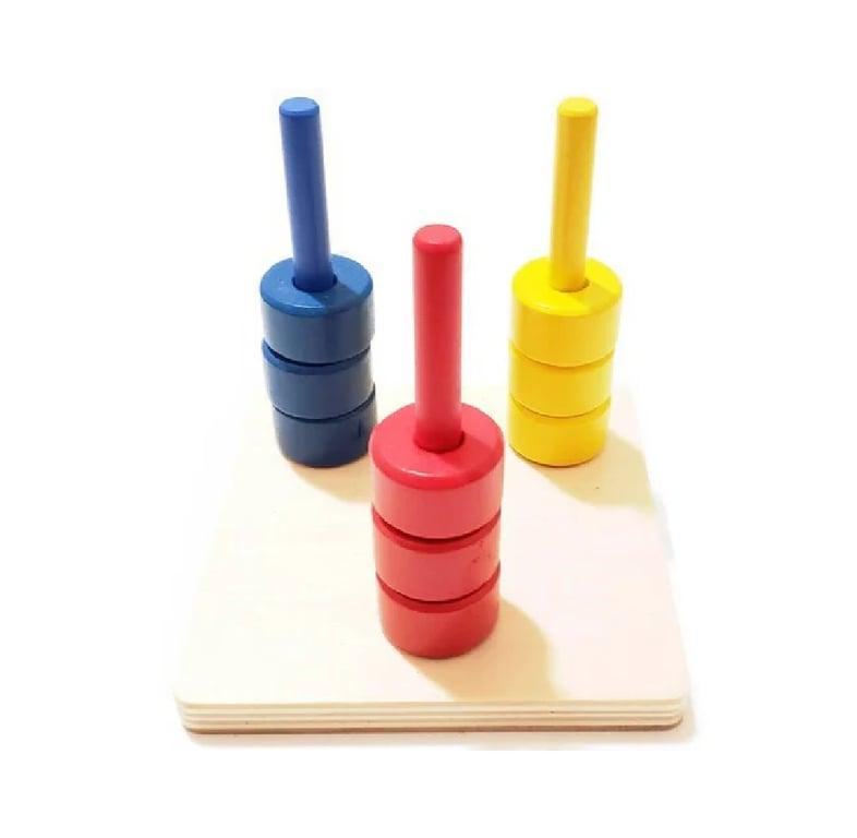 Montessori Pink Montessori Colored Discs on Three Dowels