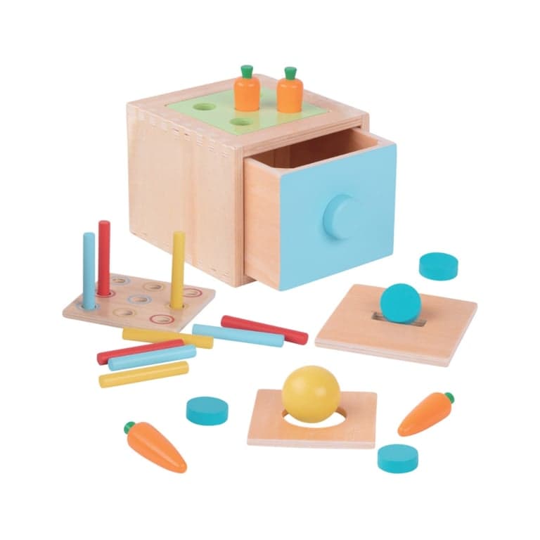 Woopie Green Object Permanence Box With Drawer Carrot