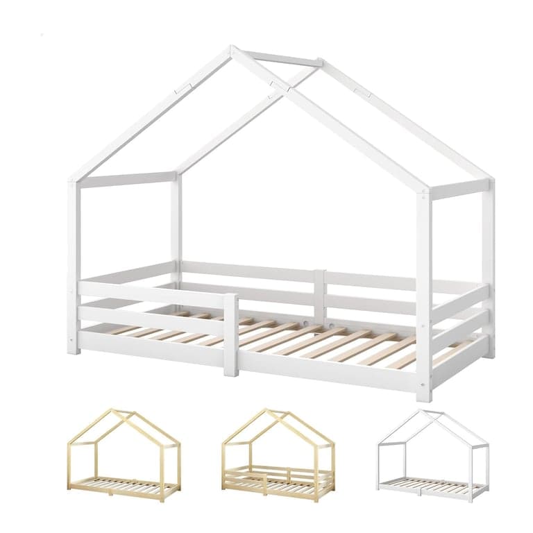 ALFORDSON Single Floor Bed With Rails Nellie White