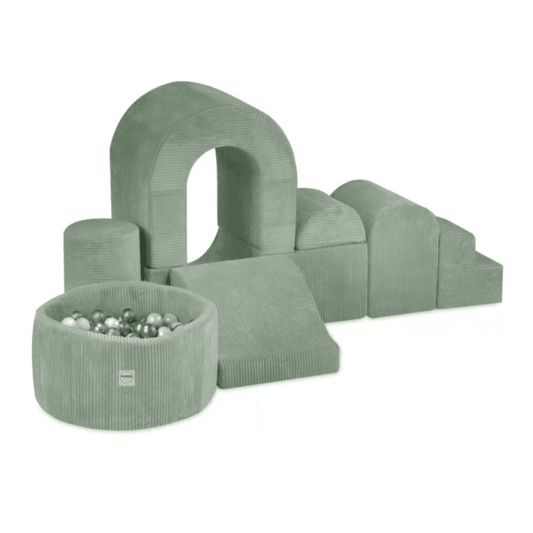 Plush Nest Corduroy Castle Soft Play Set With Ball Pool Green