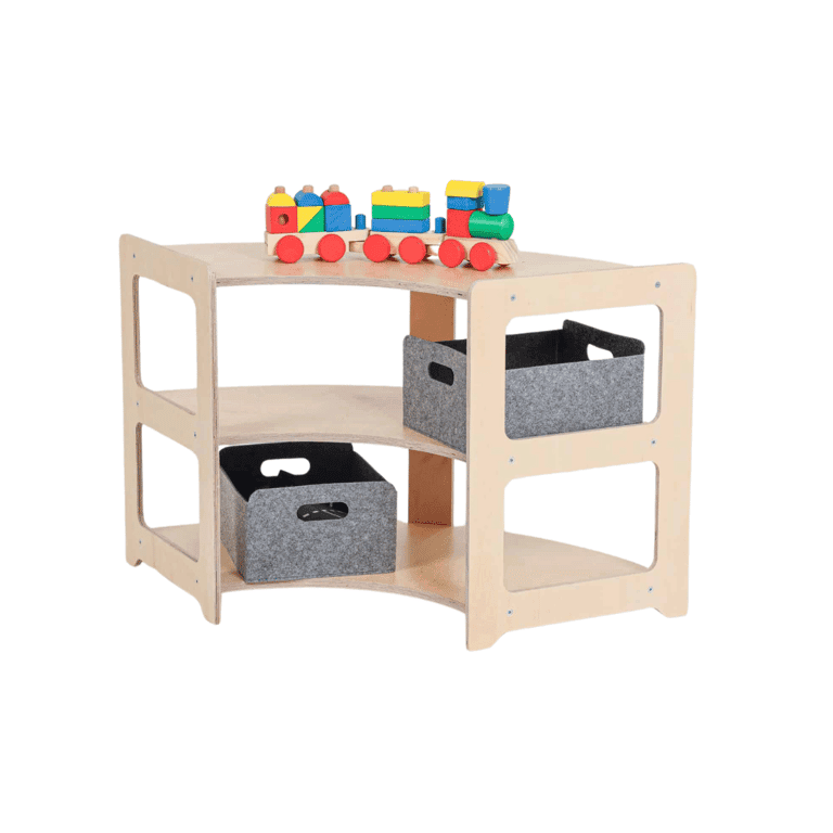 Montessori Jindl Corner Toy Shelves Low