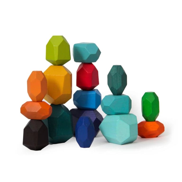 Green Walnut Stacking Blocks Peacock