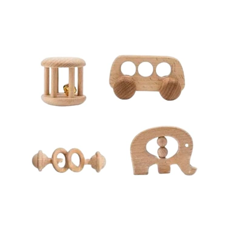 Seaside-Montessori Wooden Learning Rattle Set Bus