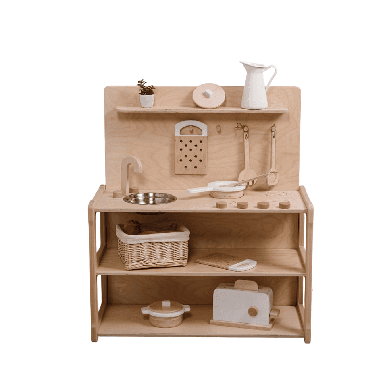 Montessori Woodjoy Play Kitchen B1 Natural Lacquered