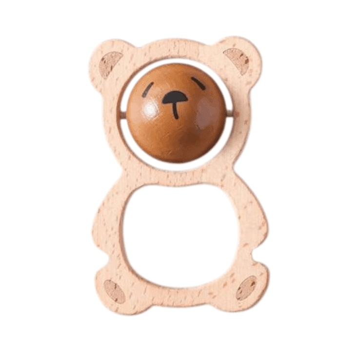 OkidoKids Wooden Bear Grasping Rattle