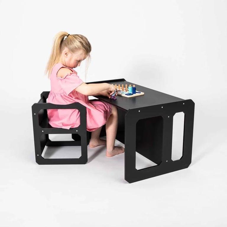 Montessori Sweet Home From Wood Montessori Weaning Table and Chair Set Black