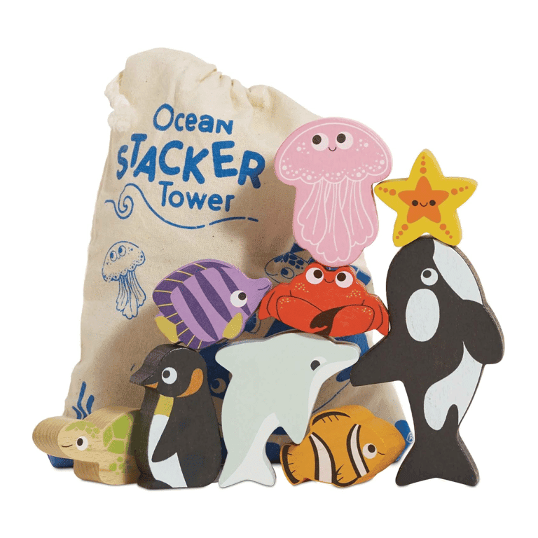 Montessori Le Toy Van Ocean Stacker Tower & Bag