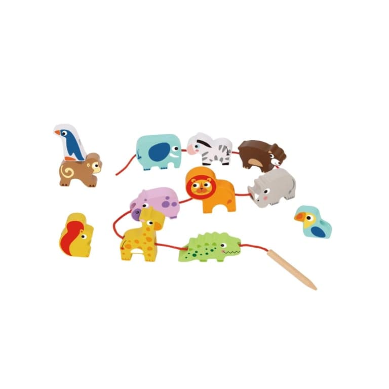 Woopie Green Threading Beads Safari Animals