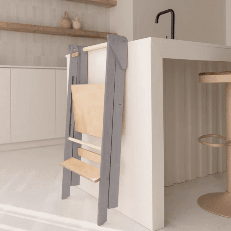 Jindl Foldable and Adjustable Toddler Tower Gray
