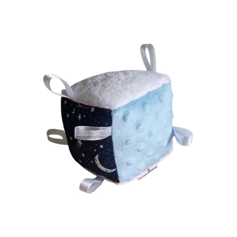 Montessori Buzzin Blankets Cube Rattle Toy Space and Star