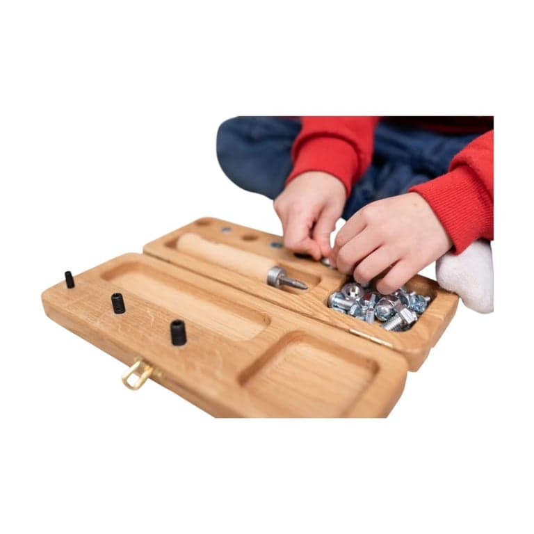 THREEWOOD Montessori Screwdriver Box With Name on Box