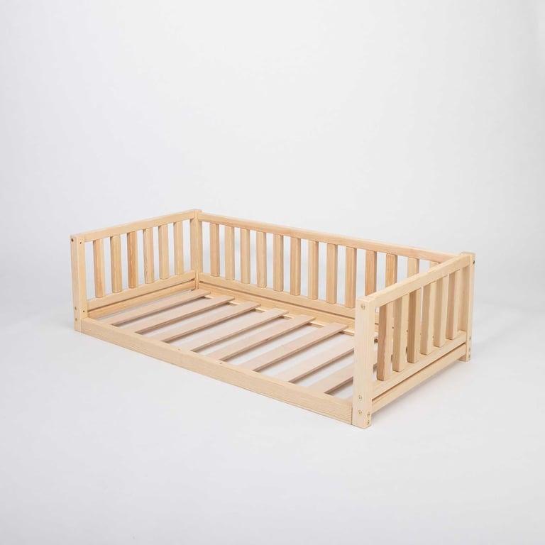 Sweet Home From Wood Floor Bed With Rails on 3 Sides Twin Pine Wood
