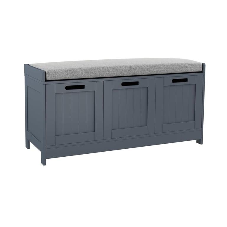 Montessori HOMEFORT Shoe Storage Bench With 3-Door Cabinets Gray