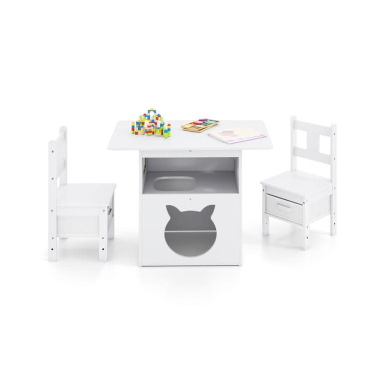 Costway Table and Chairs Set With Cat House