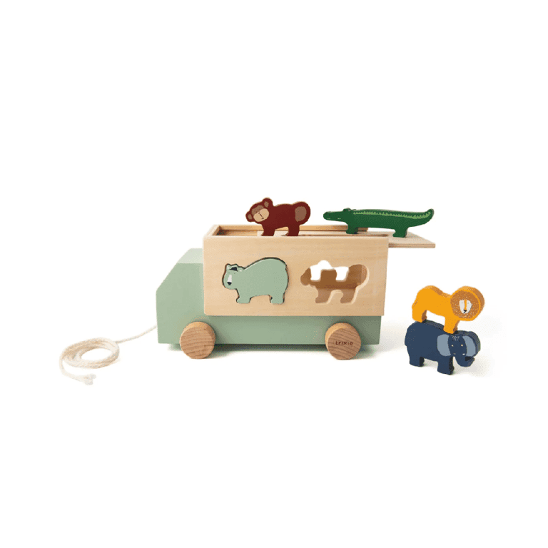 Montessori Trixie Wooden Animals Shape Sorter Truck