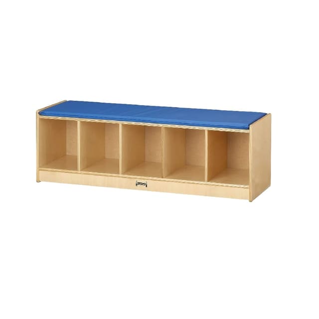 Jonti-Craft 5-Section Bench Locker With Blue Cushion