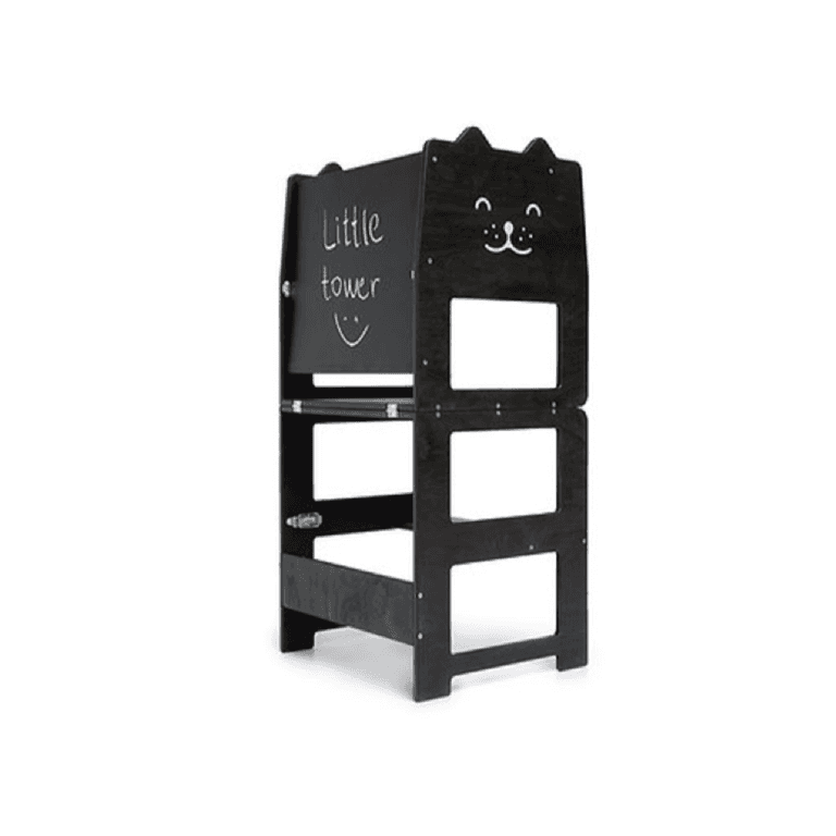 Montessori Craffox Convertible Learning Tower With Chalkboard Cat Black