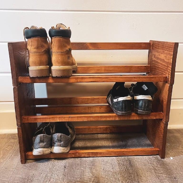 Montessori Native Range Shoe Rack 20 Inches 1 Tier Pine