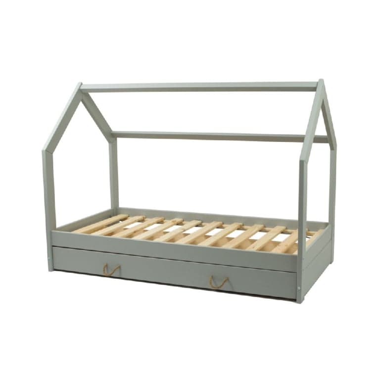 Merly House Floor Bed With Storage Gray Toddler Size 160 x 80 cm