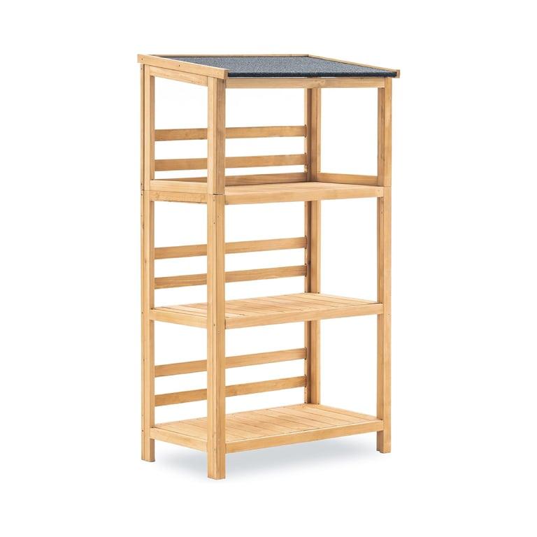 Montessori MCombo Wooden 3-Tier Outdoor Storage Shelf Plant Stand With Roof