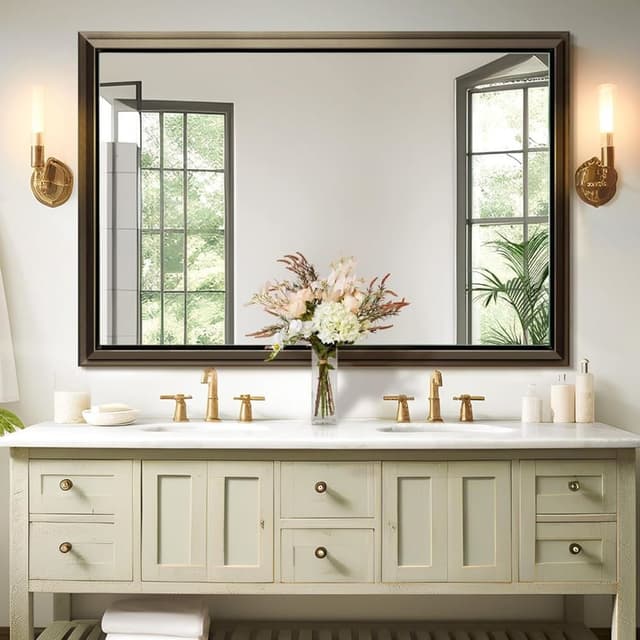 NicBex Full Length Wall Mounted Mirror 48 x 30 Inches Coffee Brown