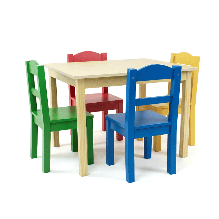 Montessori Humble Crew Tot Tutors Table and Chair Set Natural/Primary