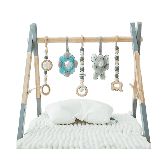 Avrsol Wooden Baby Play Gym With Foldable Frame Gray
