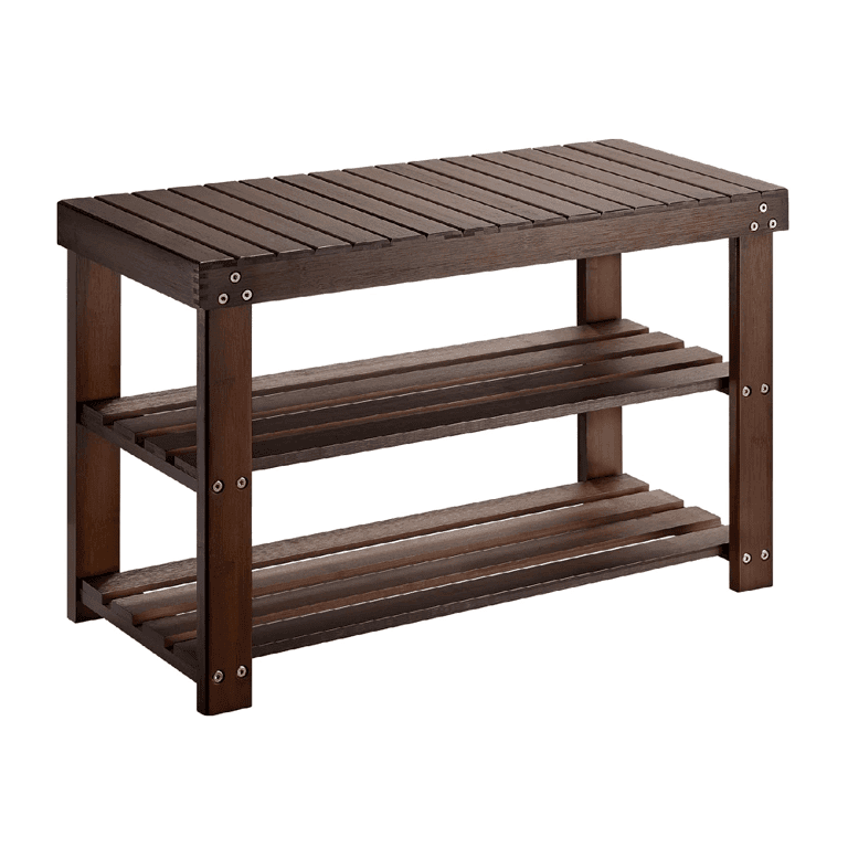 Montessori Pipishell Shoe Bench Bamboo Dark Brown