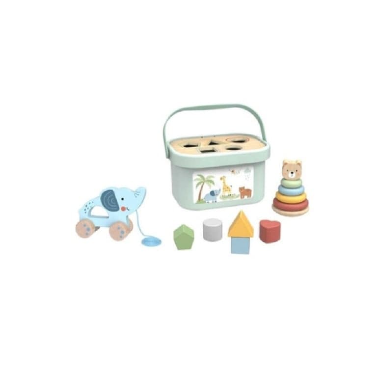 Woopie Green Gift Set Ring Stacker With Shape Sorter and Pull Along Toy