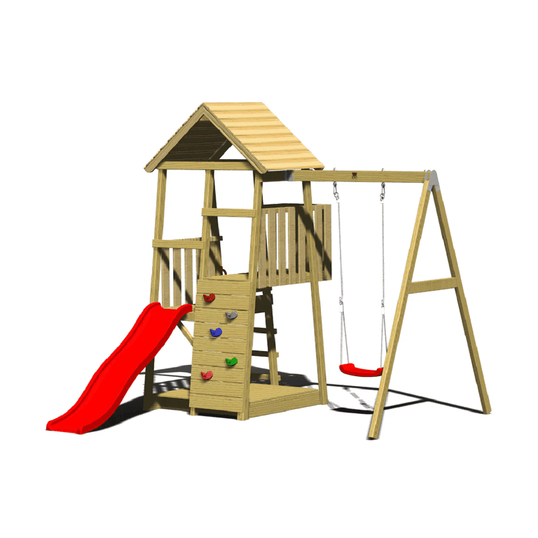 Montessori Wendi Toys Junior Activity Tower Swing Set With Slide, Sandpit, and Single Swing