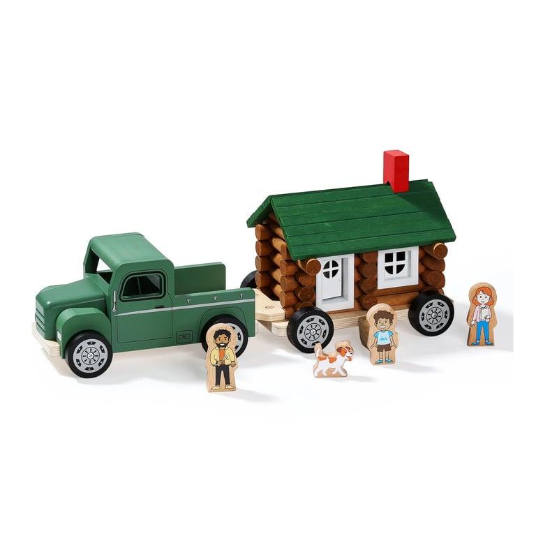 Montessori SainSmart Jr. Wooden Log Cabin Set Building House Toy 54 Pieces