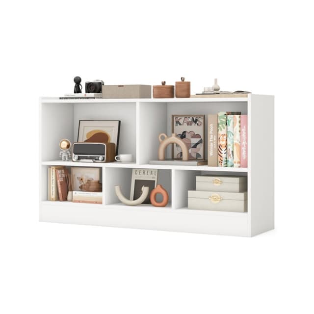 Costway 2-Shelf Bookcase With Storage Organizers White