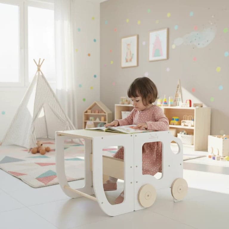 Family SCL Car Toddler Tower White/Natural