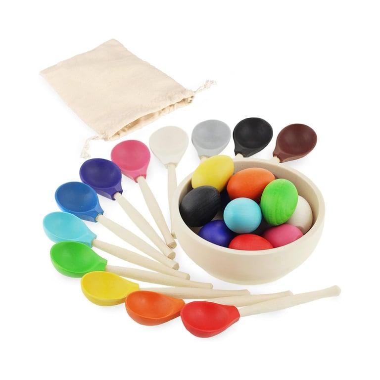 Montessori Ulanik Eggs and Spoons Color Sorting and Counting Toy