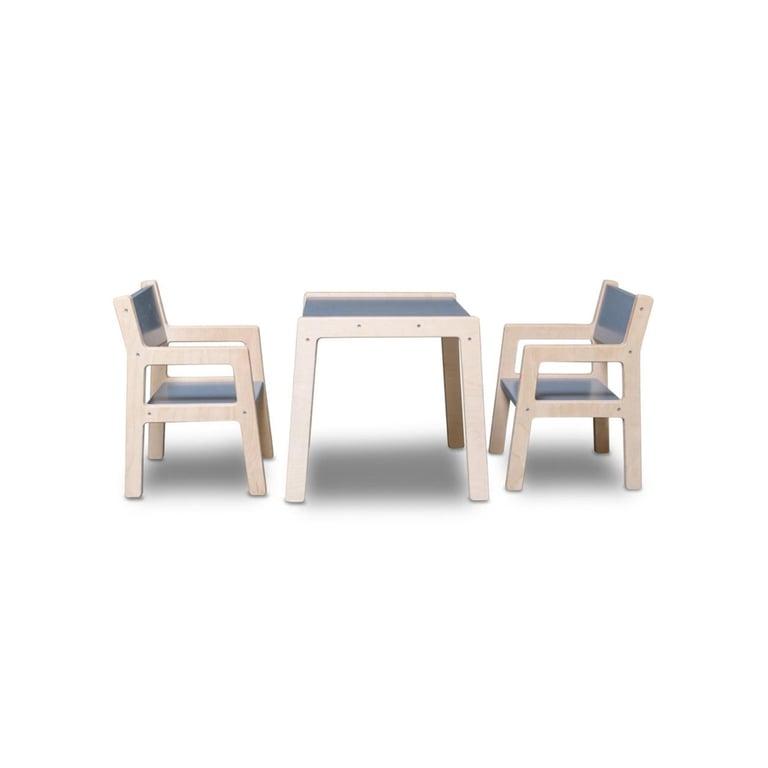 Montessori toddie.nl Skinnie Wooden Table and 2 Chairs Denim Drift