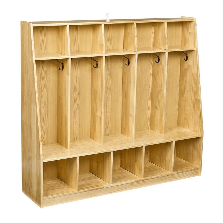 Montessori Amazon Basics 5-Section Coat Locker With Bench