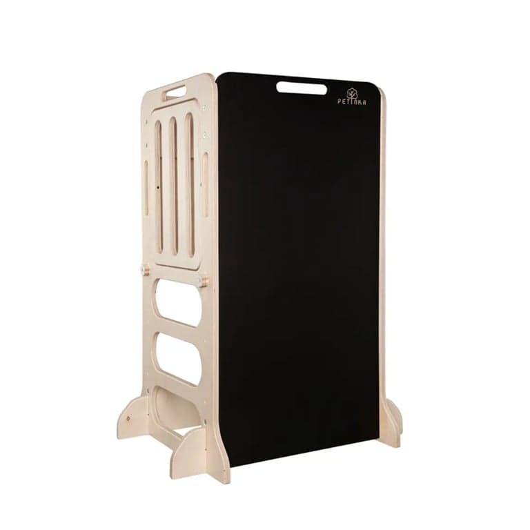 Petinka Toddler Tower With Chalkboard Light Natural