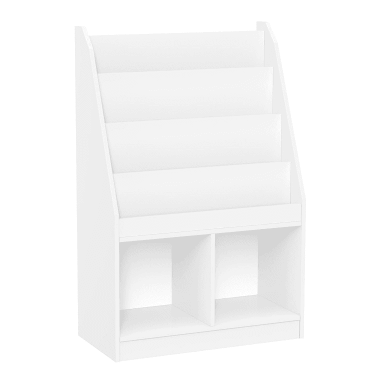 Montessori RiverRidge Front-facing Bookrack With Two Cubbies White