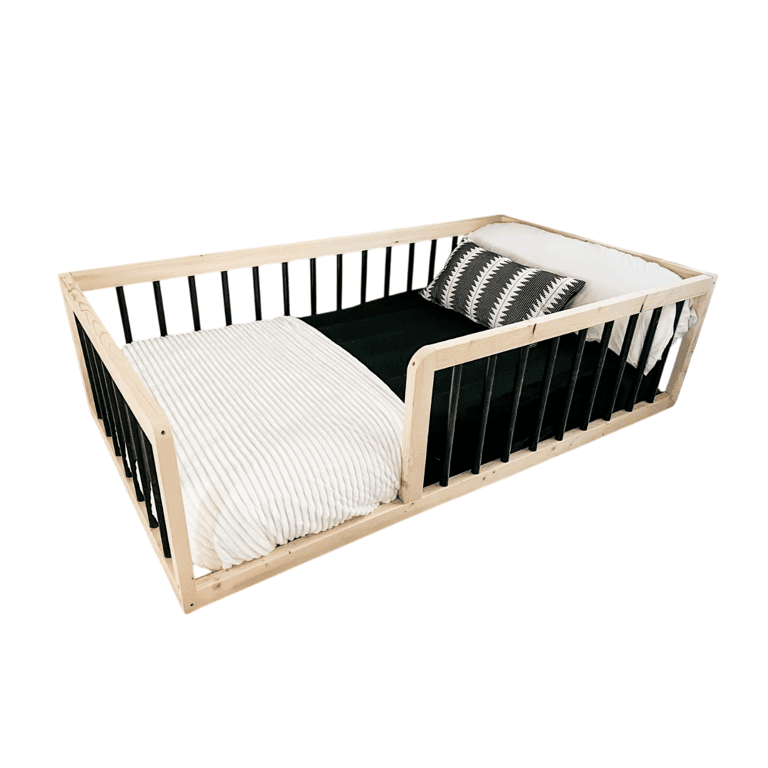 Montessori Simply Sori Queen Size Floor Bed With Slats Black